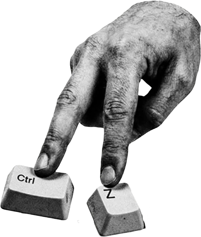 Ctrl+Z tuşlarına basan el kolajı